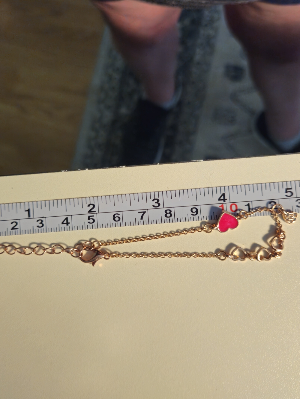 Rose Gold Chain Bracelet with Pink Heart Charm